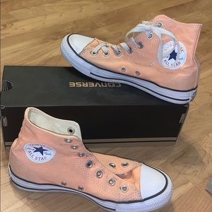 peachy coral high top converse